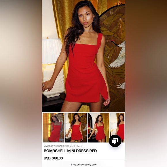 Princess Polly Red Mini Dress - Picture 1 of 3